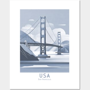 Cyan Dream of San Francisco and Golden Gate Bridge Posters and Art